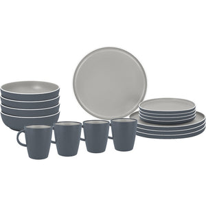 Geschirrset Trilogy Grey 16-tlg. - Melamin, 4 Pers.