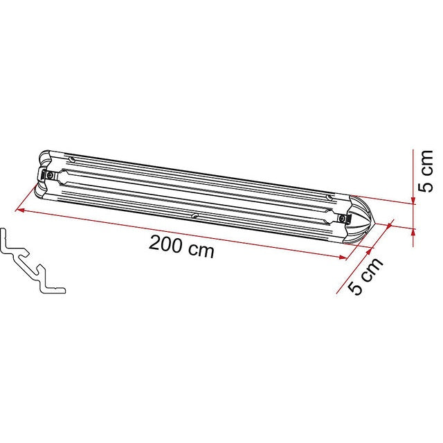 Halterung Fiamma für Heckgaragen – 200 cm Silbern