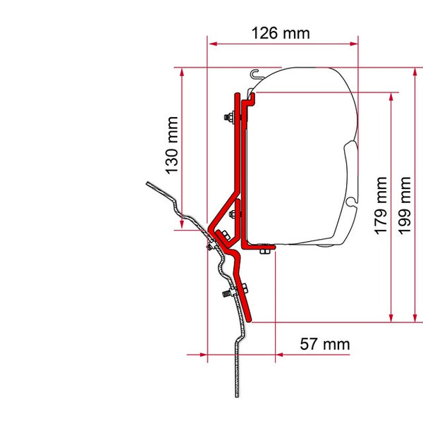 Halterung FIAMMA für VW T4 - Markisen-Adapter