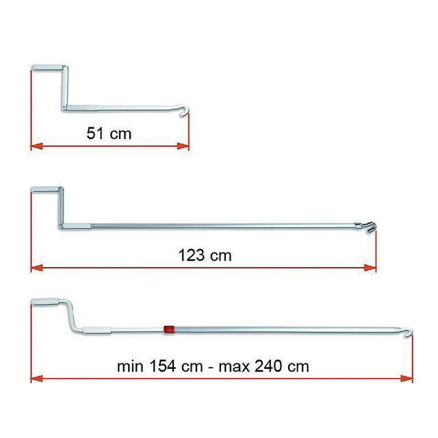 Handkurbel Teleskop 154-240 cm grau