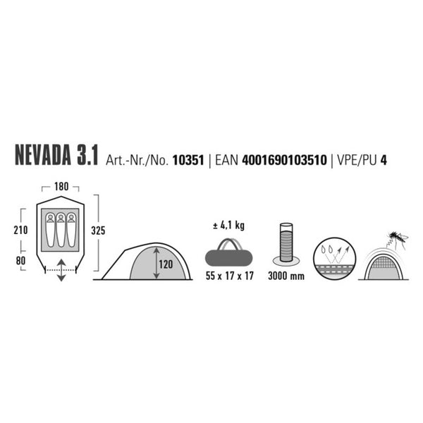 High Peak Nevada 3.1 Kuppelzelt 2-3 Personen - 2