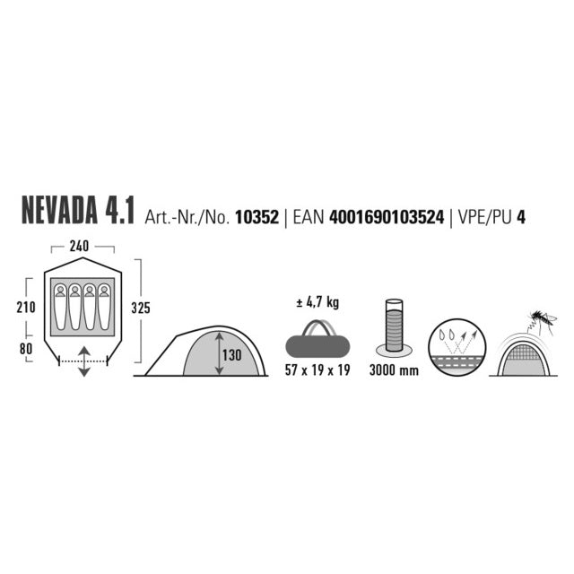 High Peak Nevada 4.1 - 4‑Personen Kuppelzelt