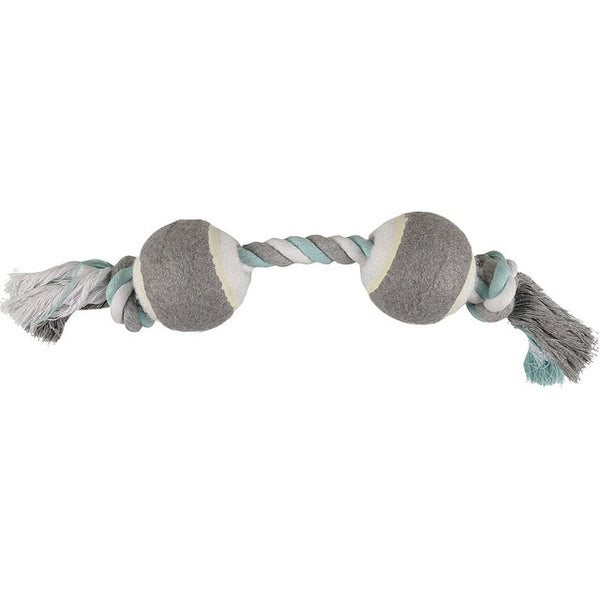 JIM Duo Hunde-Spielseil mit 2 Tennisbällen - Grau