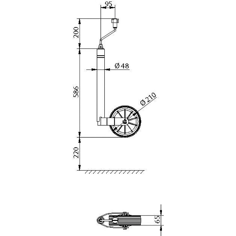 KNOTT Stützrad mit Stützlastwaage 215x70