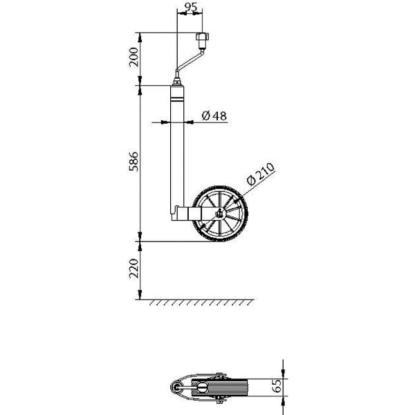KNOTT Stützrad mit Stützlastwaage 215x70
