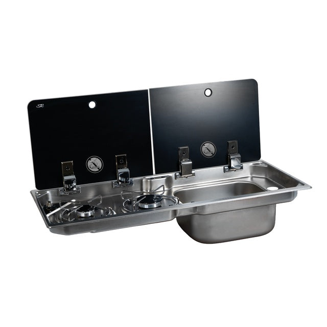 Koch-Spülkombination FL1922, 2-flammig, rechts, silber