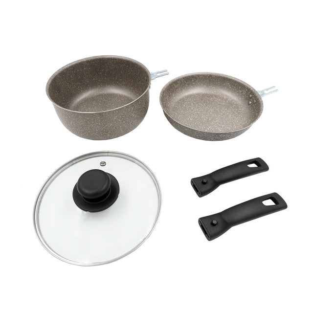 Kochset 5-teilig BEAVER BRAND TRIO stone grey