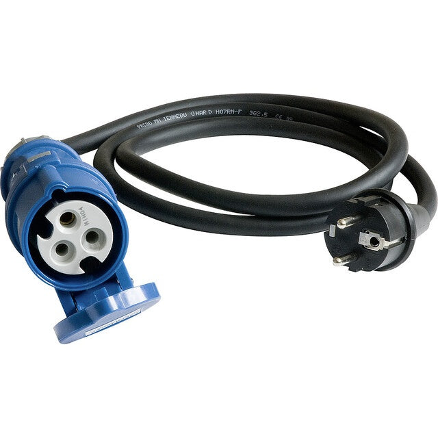 Kupplung CEE auf Schukostecker 1,5 m blau