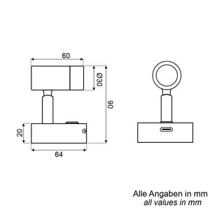 LED Leseleuchte mit USB-C & Dimmschalter, drehbar - 4