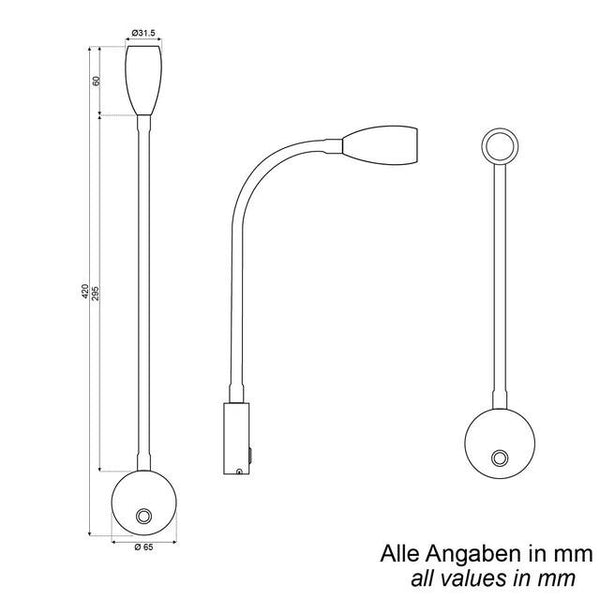 LED Leseleuchte Schwanenhals, dimmbar, USB-C - 4