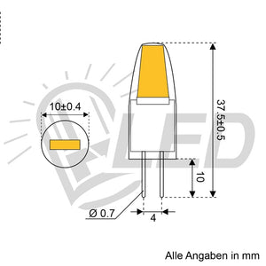 LED Leuchtmittel G4 COB 1,5W warmweiß 2700K - 4