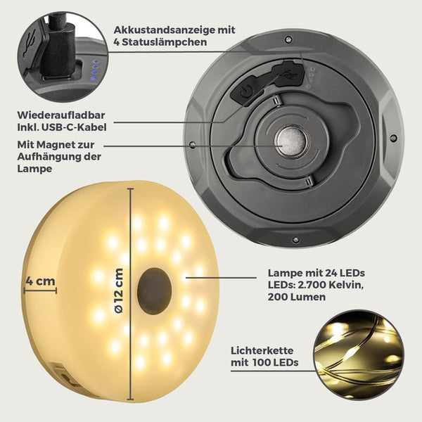 LED-Lichterkette 3,7V – Akku, kabellos, IPX4 - 8