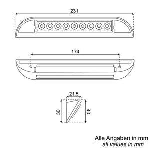 LED Lichtleiste 23 cm IP68 – warmweiß 3000K - 3