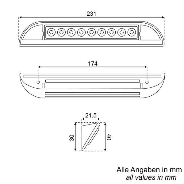 LED Lichtleiste 23 cm IP68 – warmweiß 3000K - 3