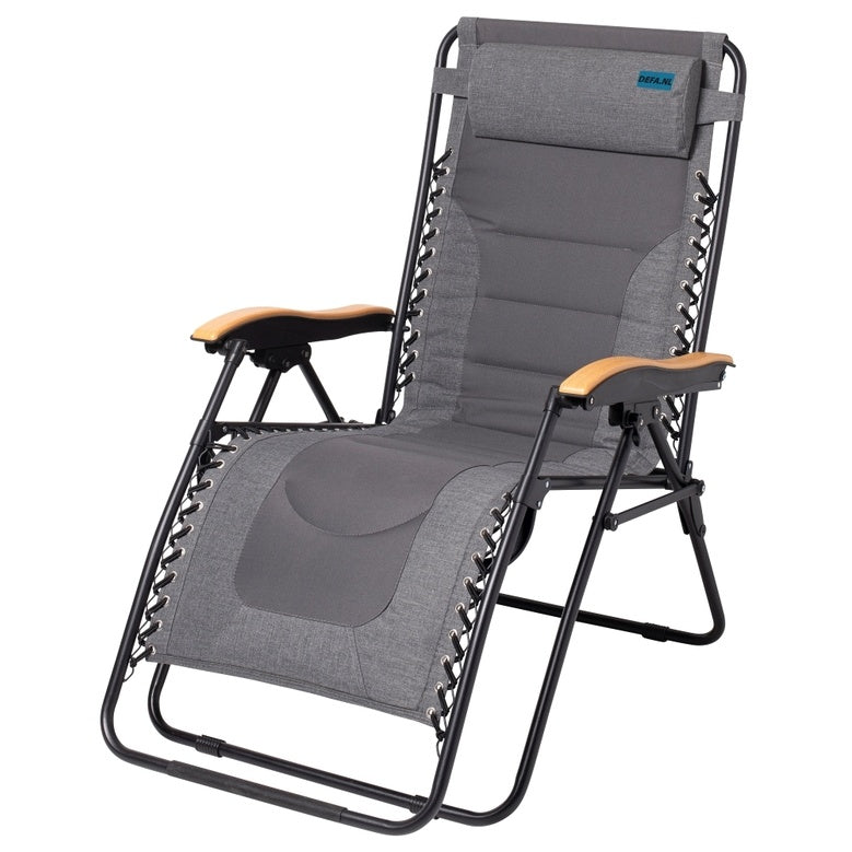 Liegestuhl XL grau – verstellbar mit Beinstütze