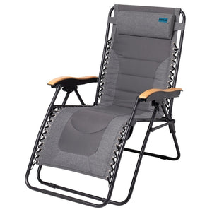 Liegestuhl XL grau – verstellbar mit Beinstütze