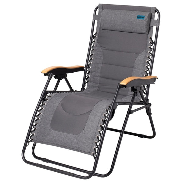 Liegestuhl XL grau – verstellbar mit Beinstütze