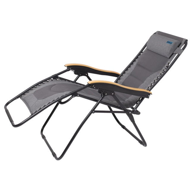 Liegestuhl XL grau – verstellbar mit Beinstütze