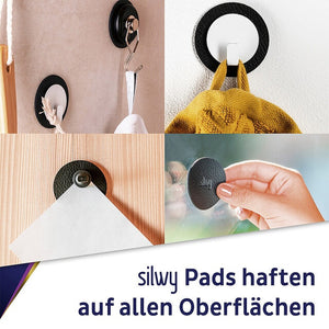 Magnet-Haken schwarz mit Metall-Nano-Gel-Pad