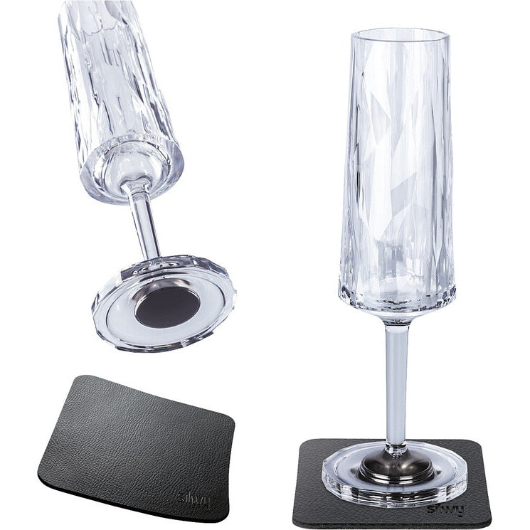 Magnet-Kunststoffgläser 2er-Set SEKT 150 ml transparent