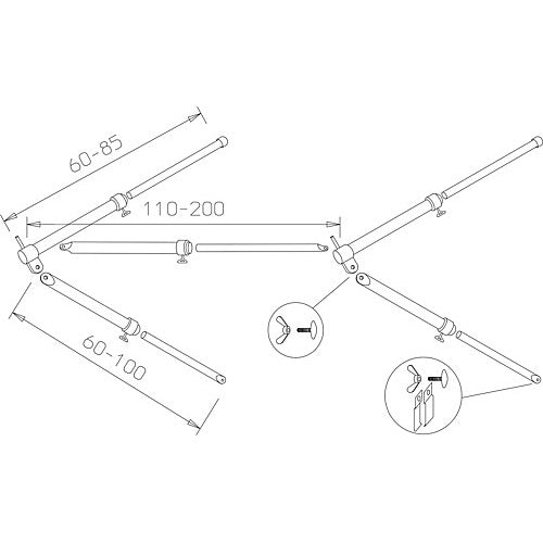 Markisengestänge Alu 190 cm Ø 18/15 mm