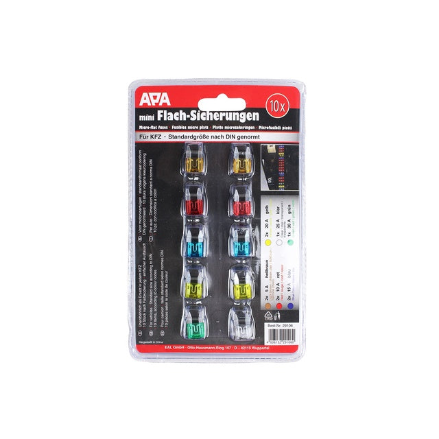Mini Flachsicherungs-Set für KFZ | 10-tlg