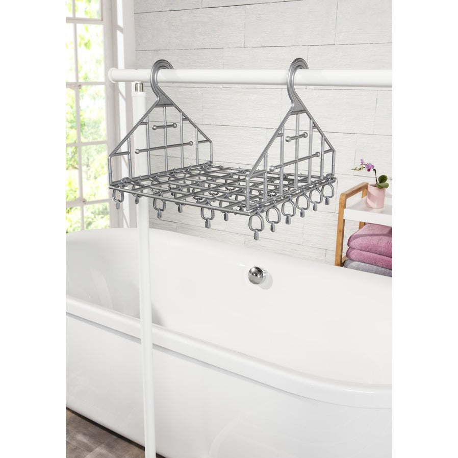 Mini Wäschespinne Silber – 24 Klammern, kompakt