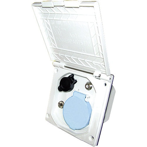 Multi-Funktions-Außensteckdose weiß – Schuko & 12V