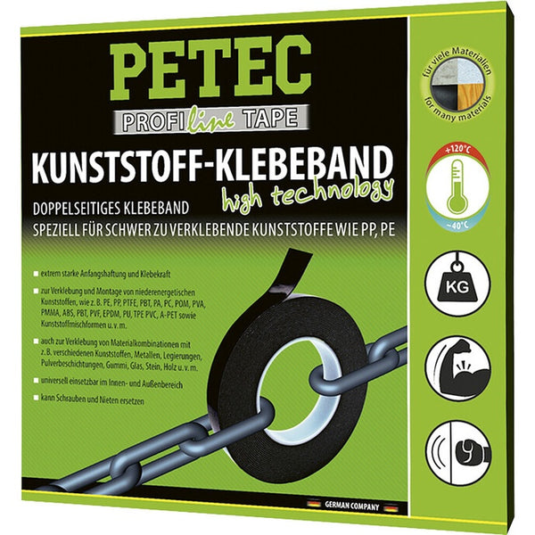 PETEC Kunststoff-Klebeband 10 m x 19 mm