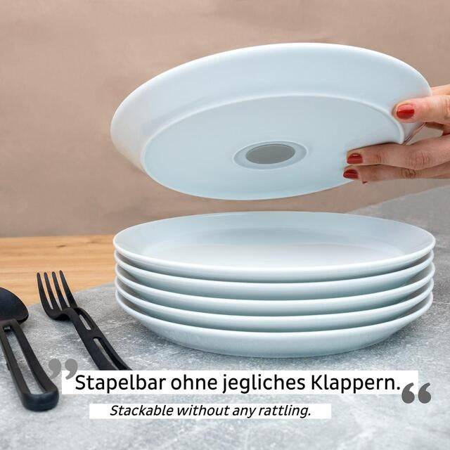 Porzellan-Magnetteller 2er-Set in Weiß
