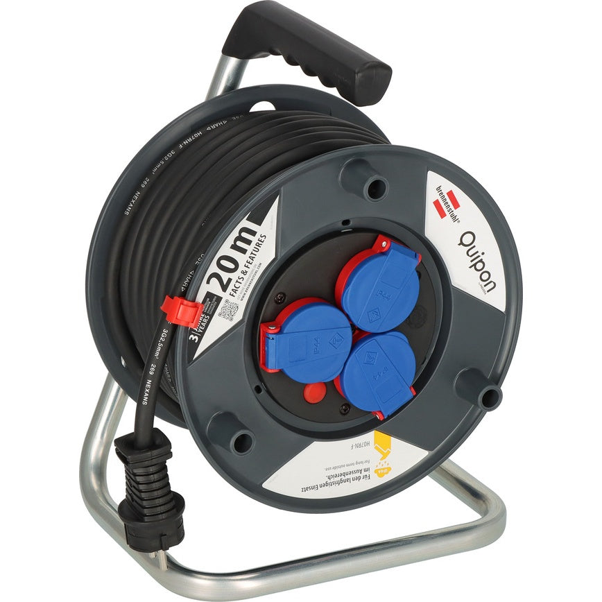 Quipon SPIN Kabeltrommel 20 m, 3x2,5 mm², 3x Schuko