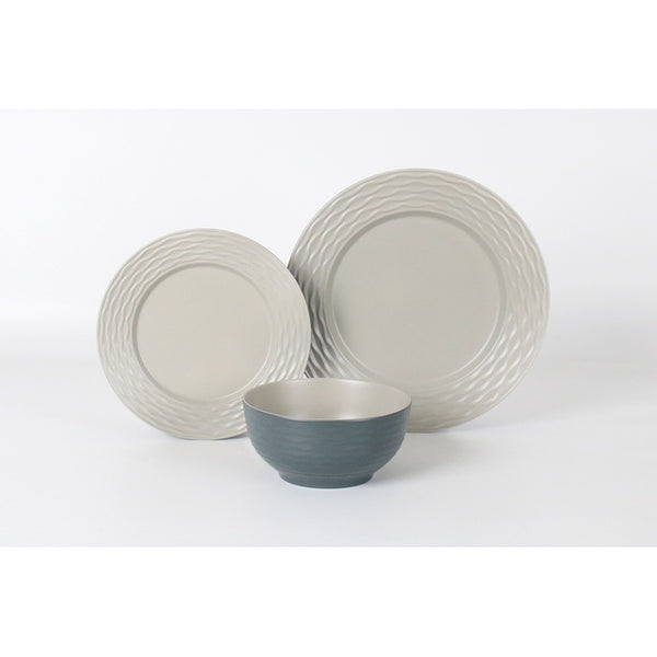 Riple Sand Geschirrset 12-tlg. grau – für 4