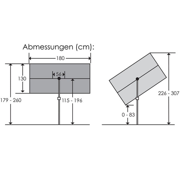 SCHNEIDER SCHIRME Sonnenschirm Avellino 180 x 130 cm höhenverstellbar 2 Farben - 10