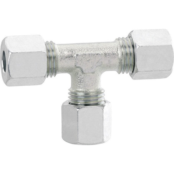 Schneidring-Verschraubung T 3 x RVS 8 aus Stahl