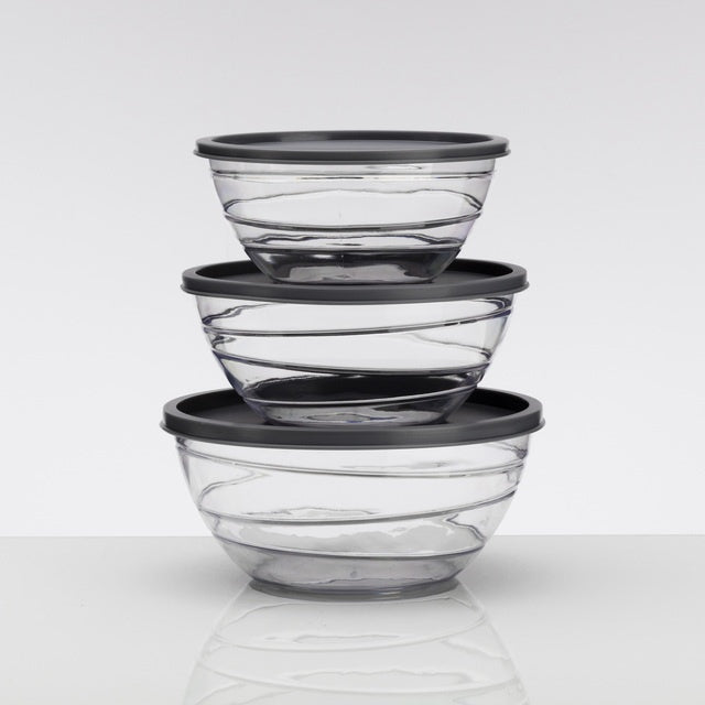 Schüsselset 3-tlg. mit Deckeln, transparent