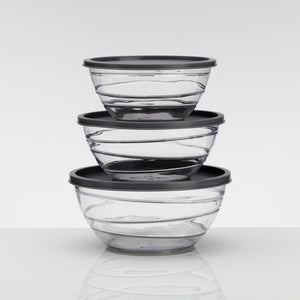 Schüsselset 3-tlg. mit Deckeln, transparent