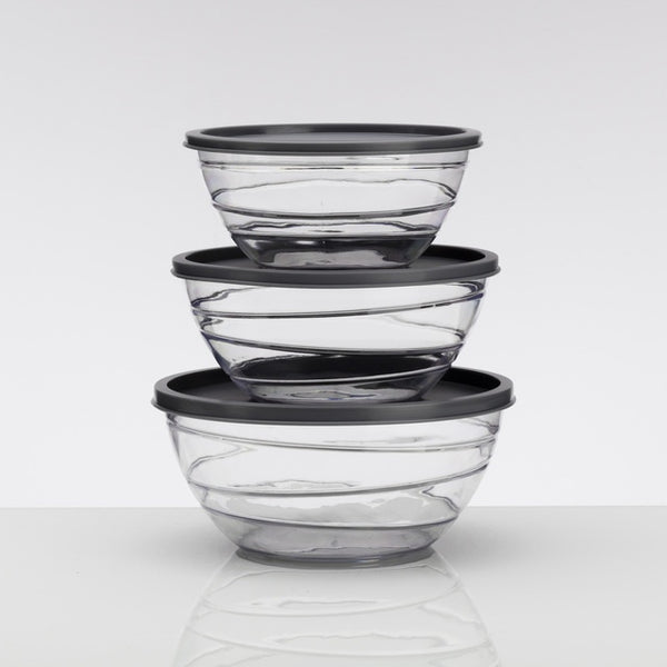 Schüsselset 3-tlg. mit Deckeln, transparent