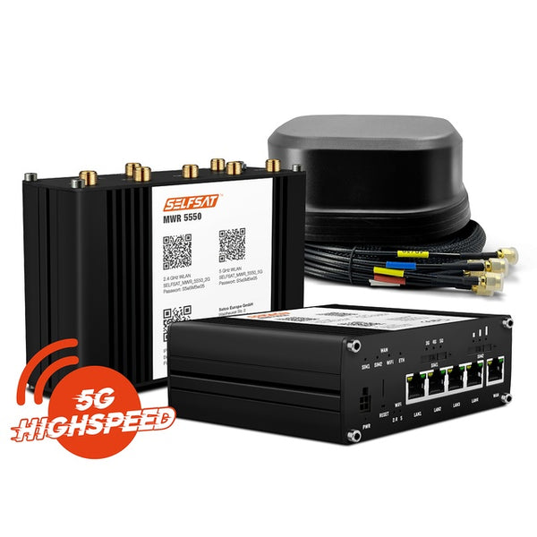 SELFSAT MWR 5550 5G Cat 20 WLAN Router bis 3,3 Gbps 2 SIM inkl. Dachantenne