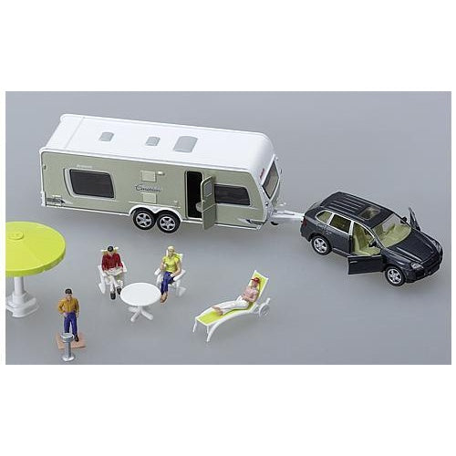 Siku Porsche Cayenne mit Dethleffs Wohnwagen