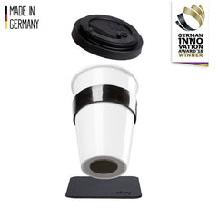silwy TO-GO-CUP Porzellan 350 ml weiß – Deckel & Pad