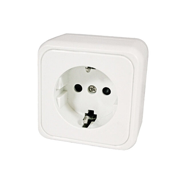 Steckdose 230V weiß mit Bodenplatte – H.A.B.A.