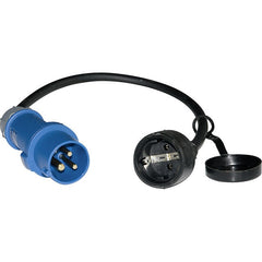 Stecker CEE auf Schukokupplung 0,5 m blau