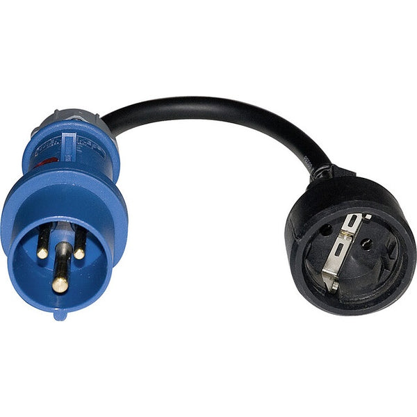 Stecker CEE auf Schukokupplung 0,5 m mit Kontrollleuchte