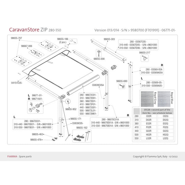Stützfuß Caravanstore 3,10 - 4,40 m FIAMMA
