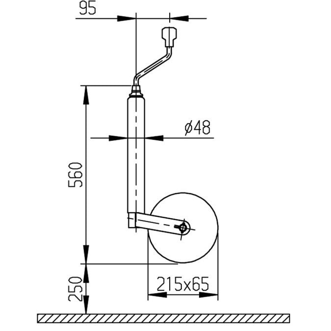 Stützrad Al-Ko 215mm - Vollgummi mit Kunststofffelge