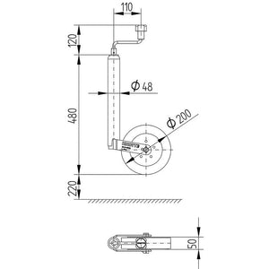 Stützrad KNOTT Standard – 200 x 50 mm