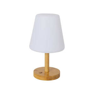 Tischlampe Cambridge M – Akku-LED, Bambusbasis