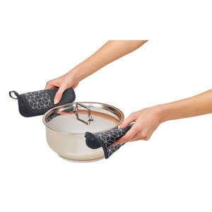 Topflappen 2er Set schwarz – Baumwolle 17x19 cm - 2