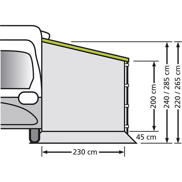 Universal Seitenwand für Wohnwagen 250 cm