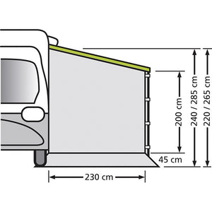 Universal Seitenwand für Wohnwagen 250 cm